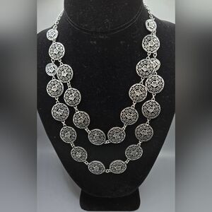 Ashley Cooper Necklace Coin Shaped Medallions With Cut-out Design NWT